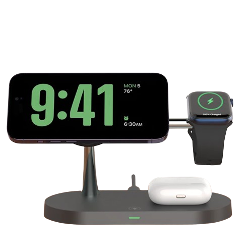 Wireless Charger Stand 3-in-1: Fast Charge for iPhone, Apple Watch & AirPods