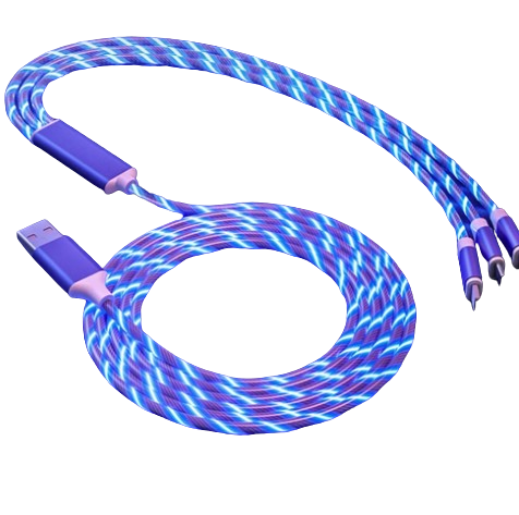 Glowing LED 3-in-1 Fast Charging Cable - Type-C/ Micro/ Iphone lightning