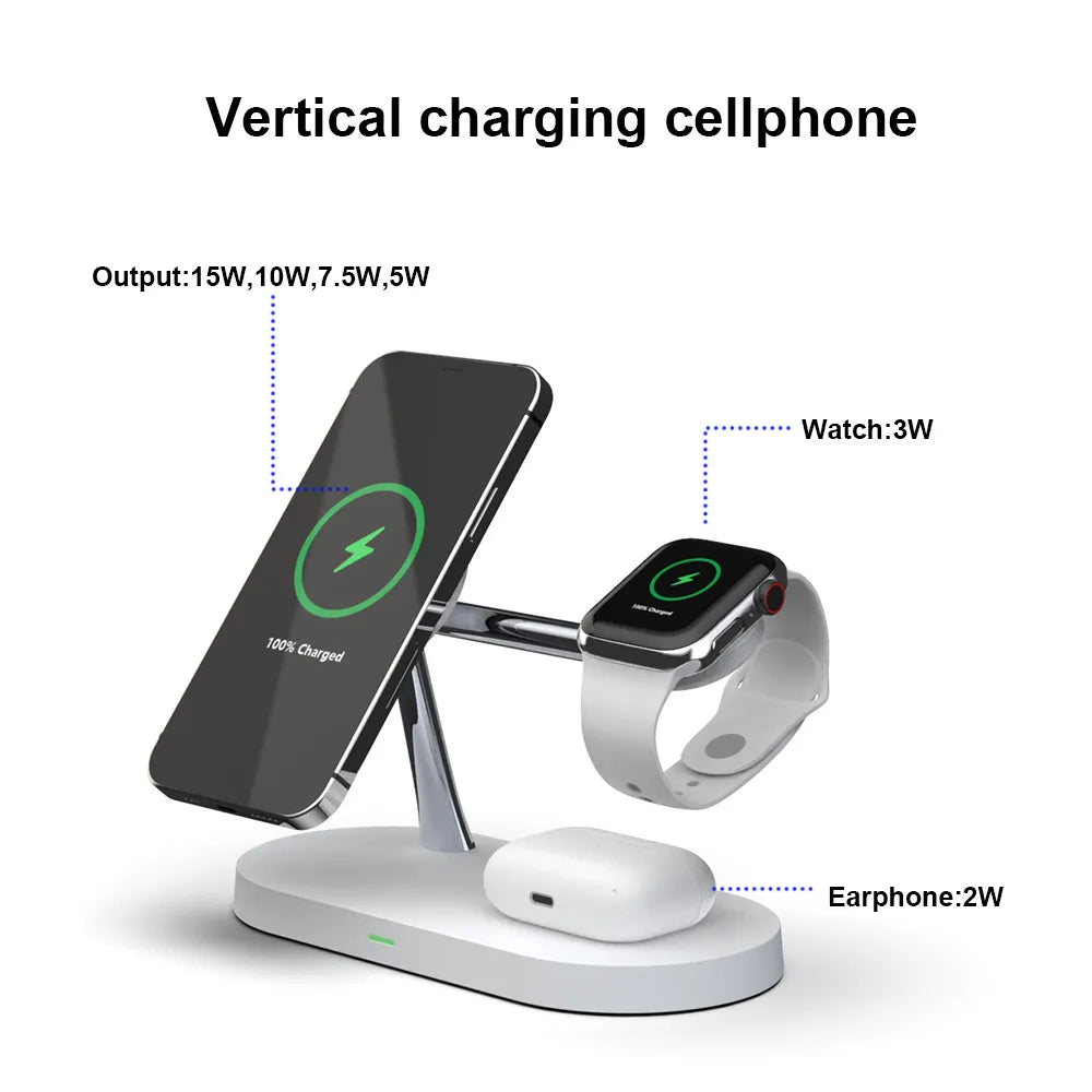 Wireless Charger Stand 3-in-1: Fast Charge for iPhone, Apple Watch & AirPods